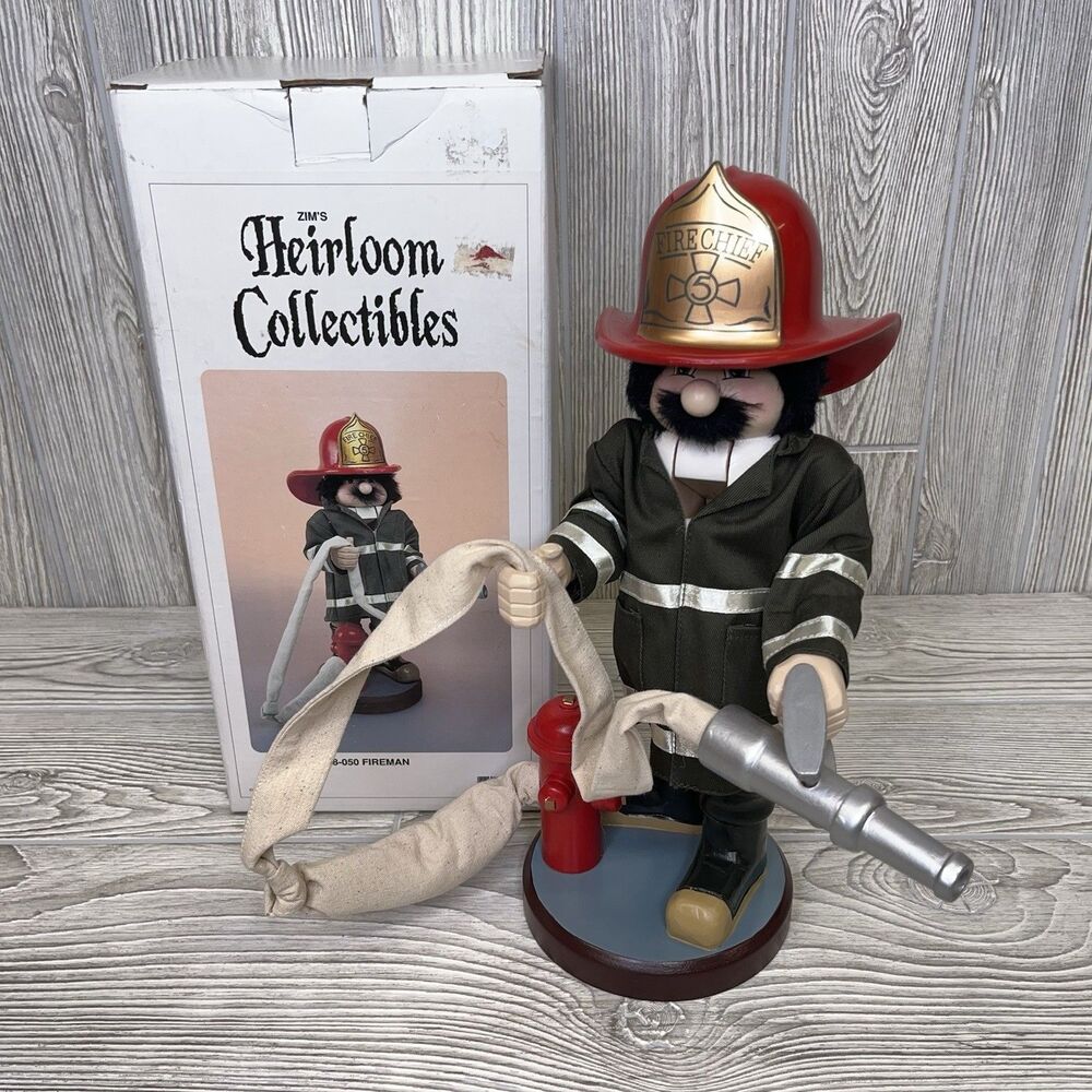 Zim's Heirloom Collectibles Fire Chief Nutcracker Z98-050 Fireman w/ Box NICE!